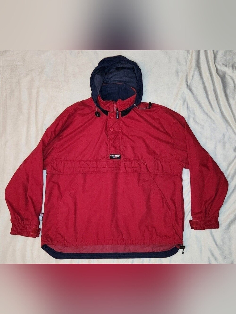 Vintage Chaps Ralph Lauren Jacket Mens Medium Red Quarter Zip Windbreaker RL Log